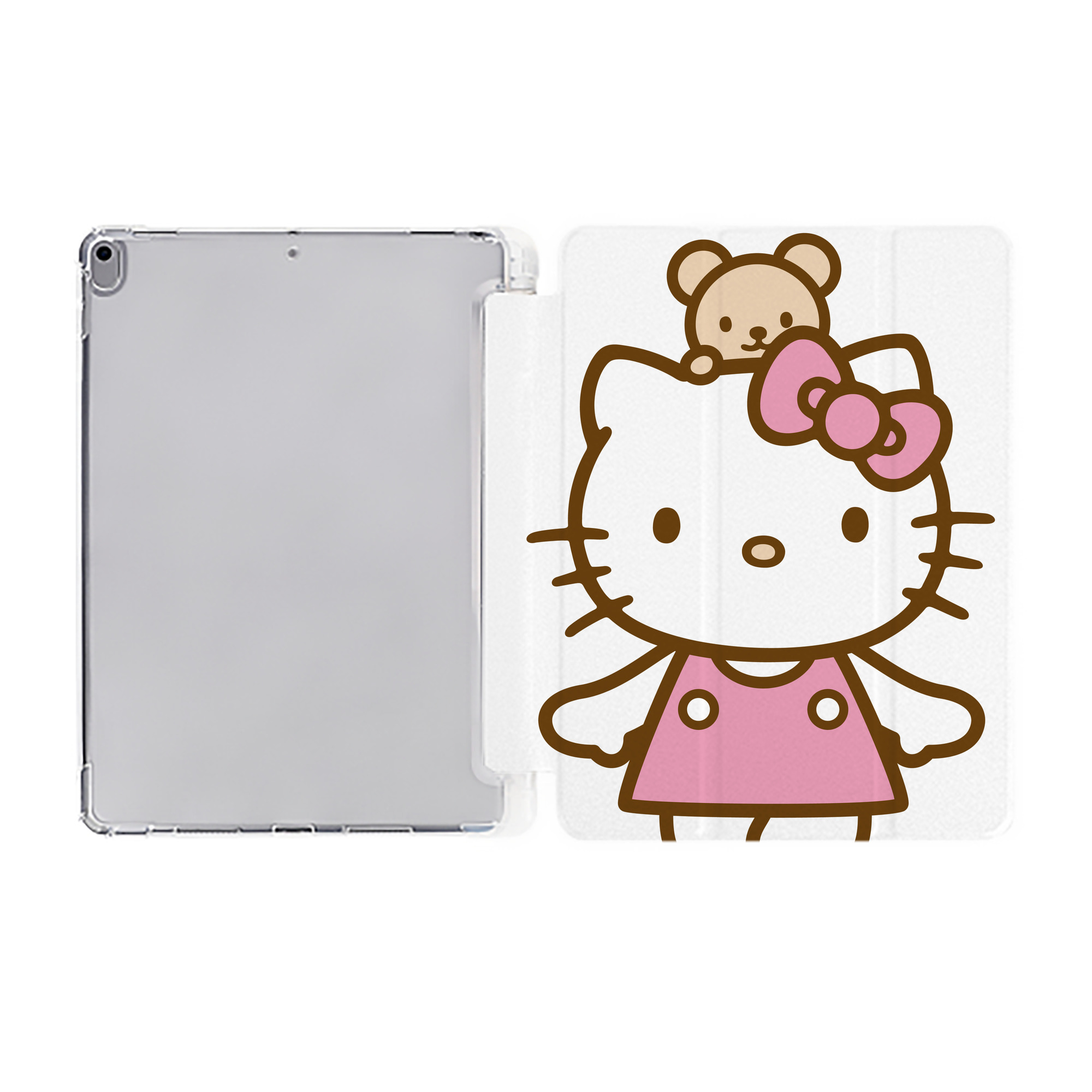 （画像用） Hello Kitty ハローキティ IPad ケース ペン収納付き 三つ折りスタンド PUレザー×シリコン 対応機種9.5/10.5/10.9インチ